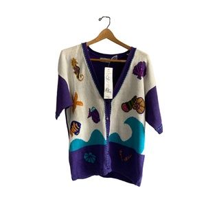 Vintage Grandma Sweater Cardigan That’s Me! Women’s M Short Sleeve